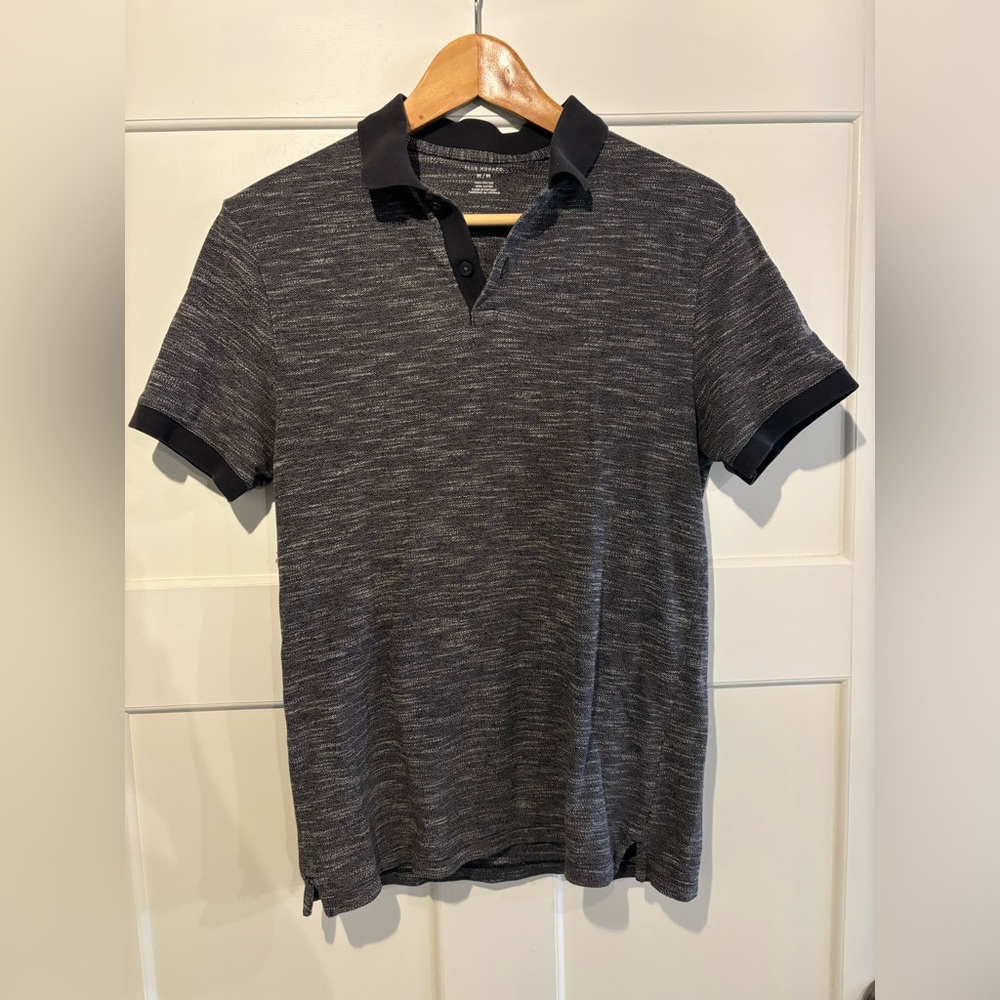 Club Monaco Men’s Black and Gray Polo Shirt, Size M